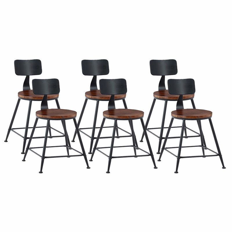 Contemporary Metal Barstool Wood Counter Stool in Matte Finish for Indoor