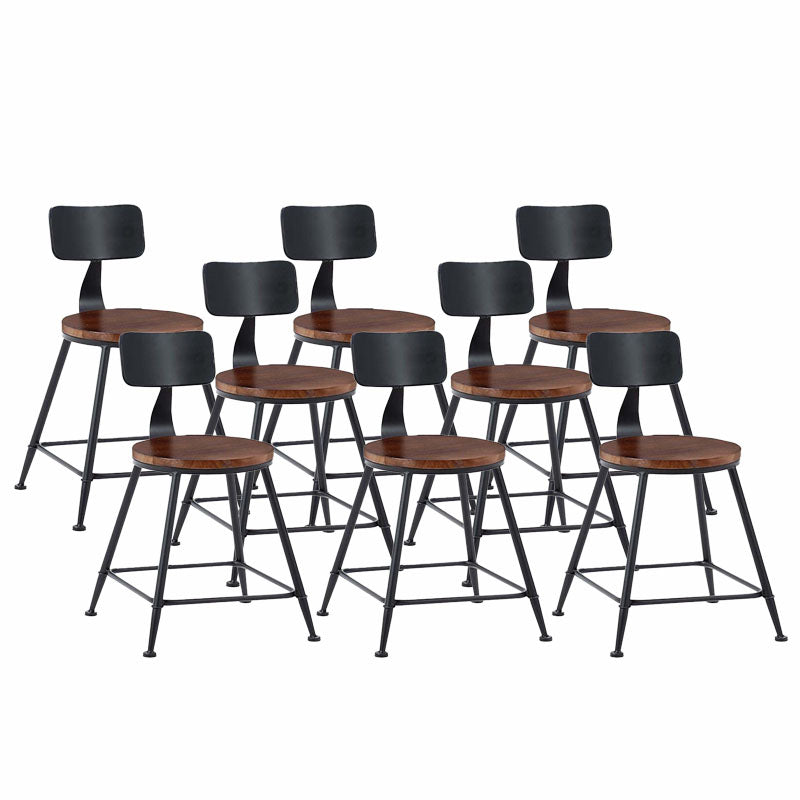 Contemporary Metal Barstool Wood Counter Stool in Matte Finish for Indoor