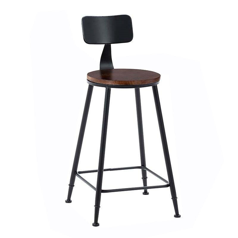 Contemporary Metal Barstool Wood Counter Stool in Matte Finish for Indoor