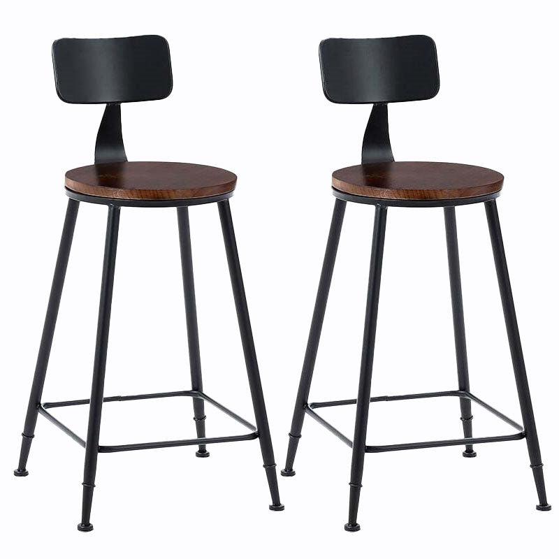 Contemporary Metal Barstool Wood Counter Stool in Matte Finish for Indoor