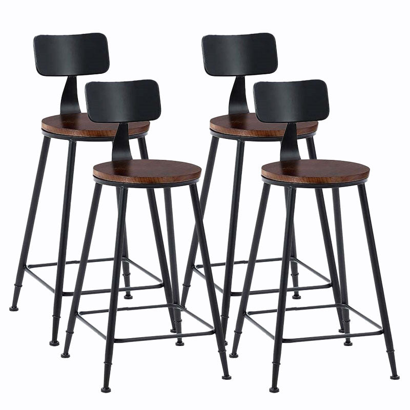 Contemporary Metal Barstool Wood Counter Stool in Matte Finish for Indoor