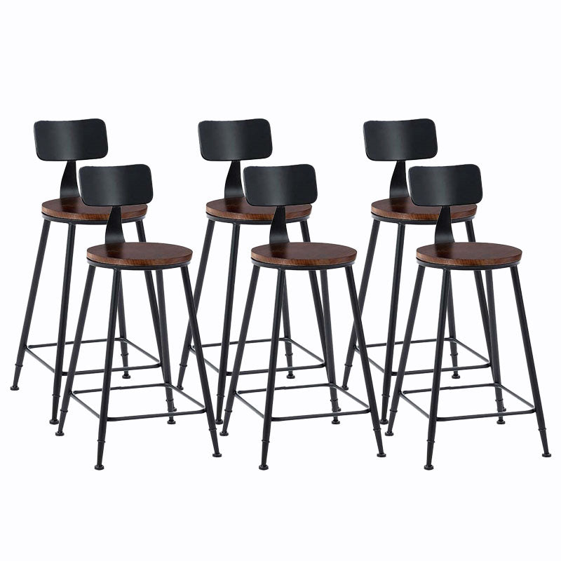 Contemporary Metal Barstool Wood Counter Stool in Matte Finish for Indoor