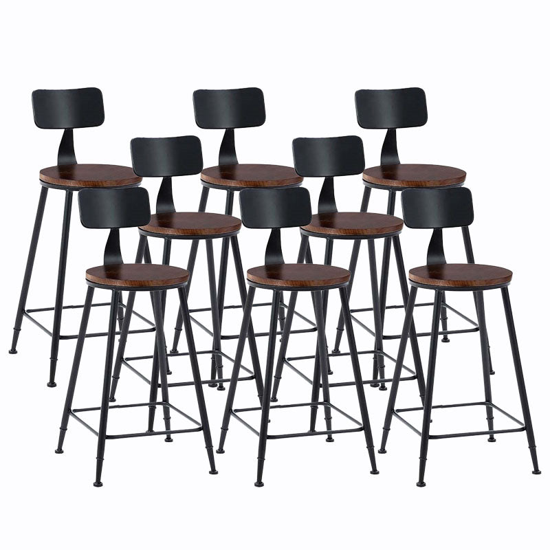 Contemporary Metal Barstool Wood Counter Stool in Matte Finish for Indoor