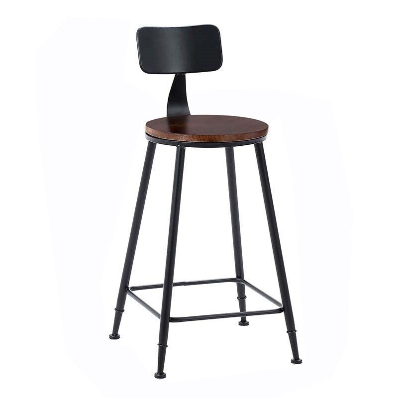 Contemporary Metal Barstool Wood Counter Stool in Matte Finish for Indoor