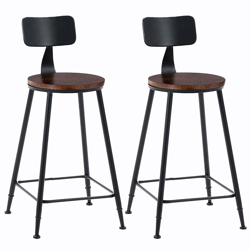 Contemporary Metal Barstool Wood Counter Stool in Matte Finish for Indoor