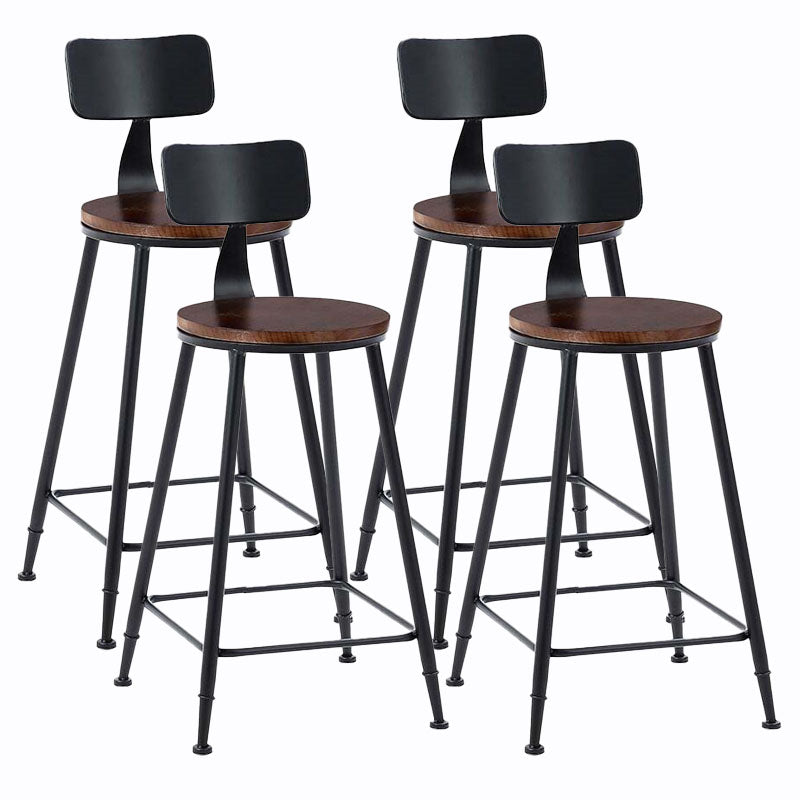 Contemporary Metal Barstool Wood Counter Stool in Matte Finish for Indoor