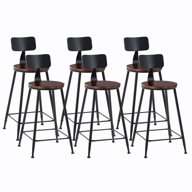 Contemporary Metal Barstool Wood Counter Stool in Matte Finish for Indoor