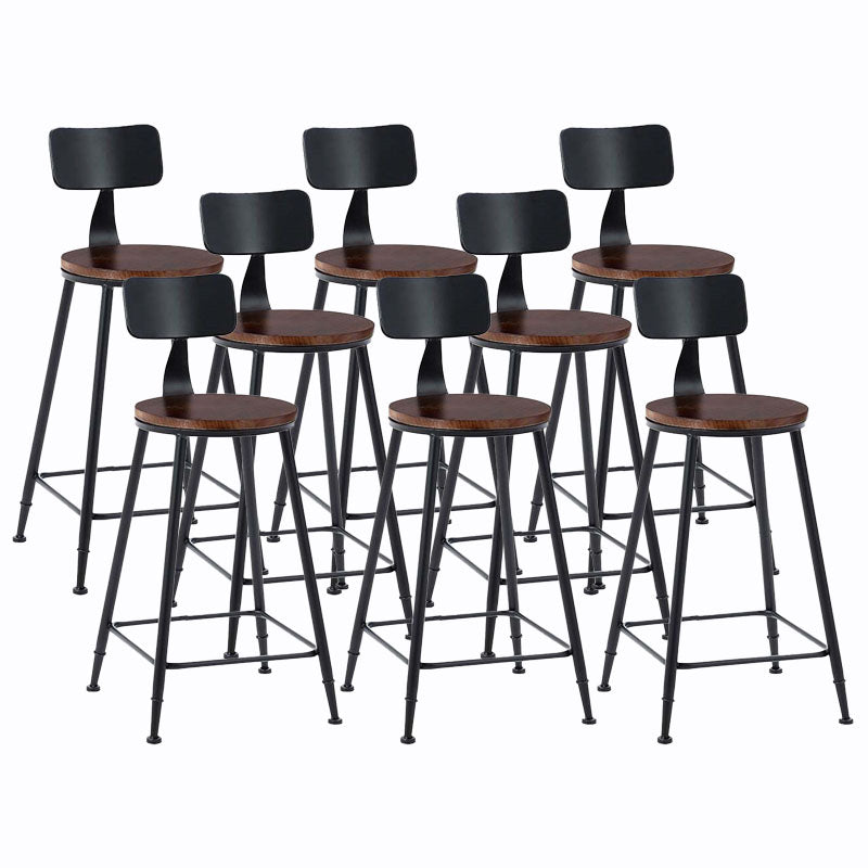 Contemporary Metal Barstool Wood Counter Stool in Matte Finish for Indoor