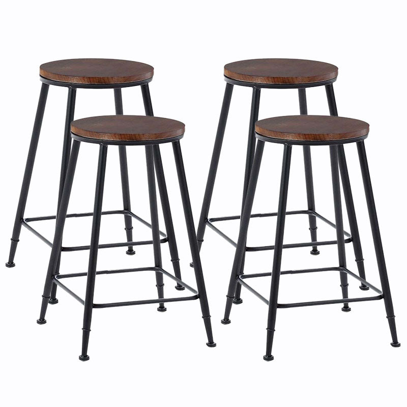 Contemporary Metal Barstool Wood Counter Stool in Matte Finish for Indoor