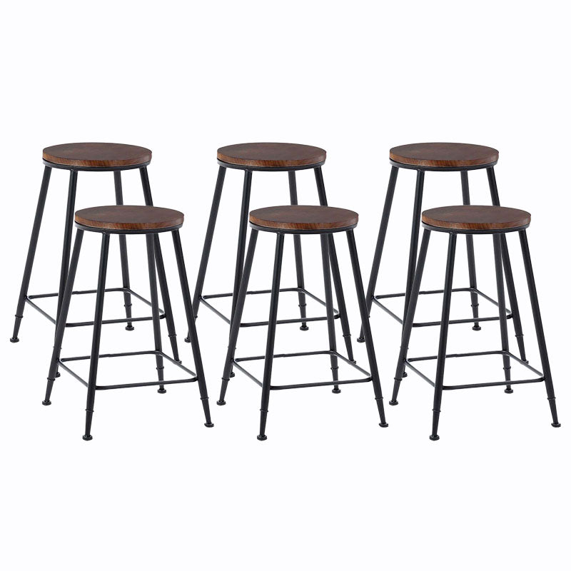 Contemporary Metal Barstool Wood Counter Stool in Matte Finish for Indoor