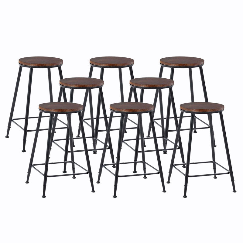 Contemporary Metal Barstool Wood Counter Stool in Matte Finish for Indoor