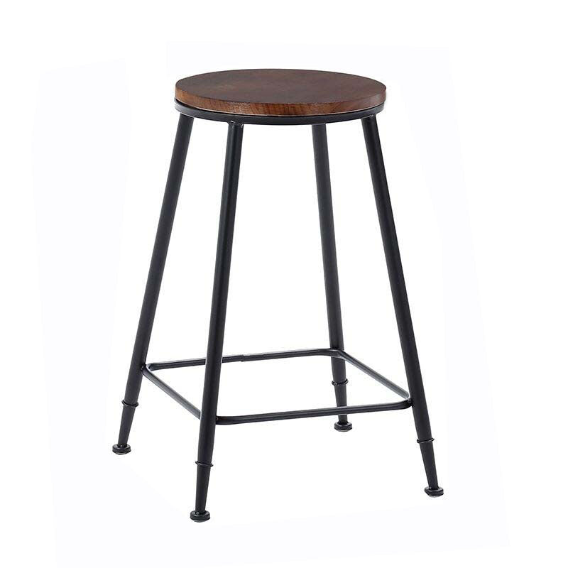 Contemporary Metal Barstool Wood Counter Stool in Matte Finish for Indoor