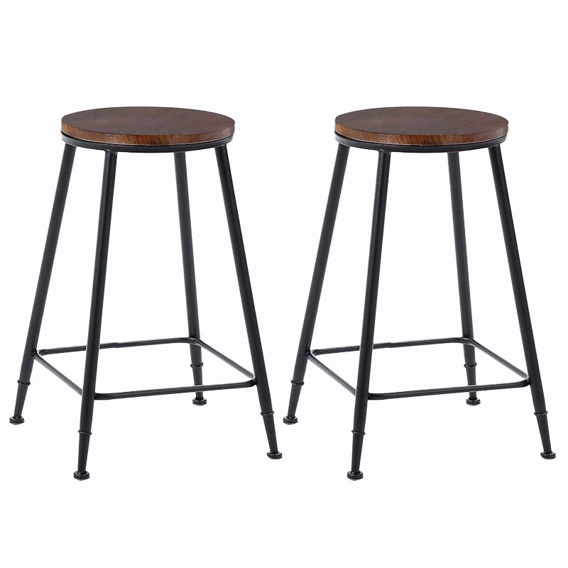 Contemporary Metal Barstool Wood Counter Stool in Matte Finish for Indoor