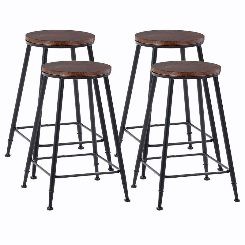 Contemporary Metal Barstool Wood Counter Stool in Matte Finish for Indoor