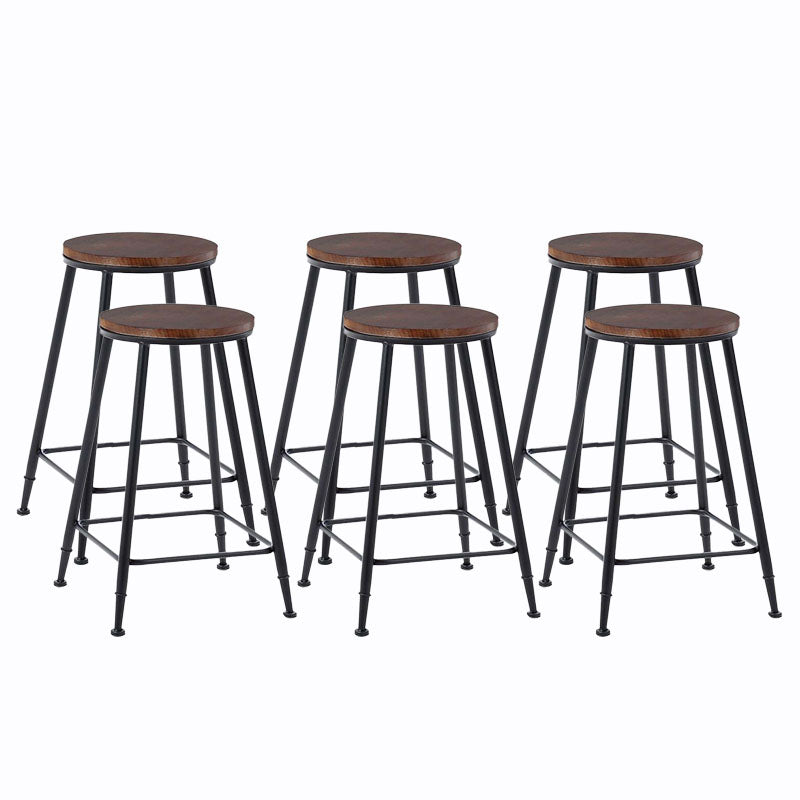 Contemporary Metal Barstool Wood Counter Stool in Matte Finish for Indoor