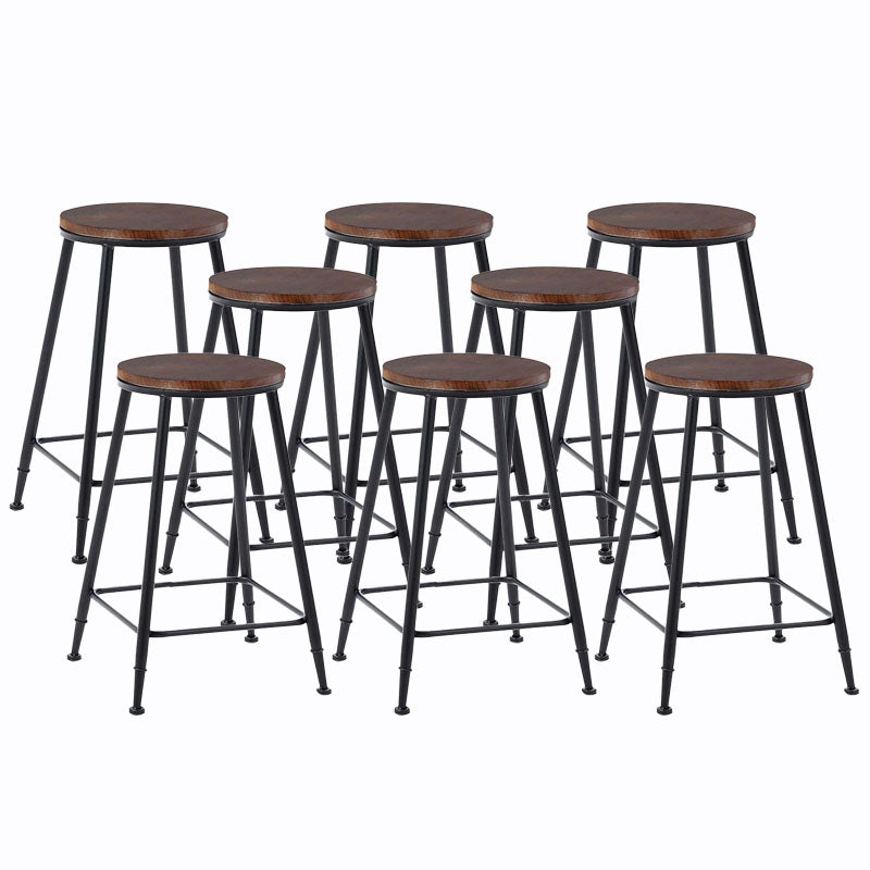 Contemporary Metal Barstool Wood Counter Stool in Matte Finish for Indoor