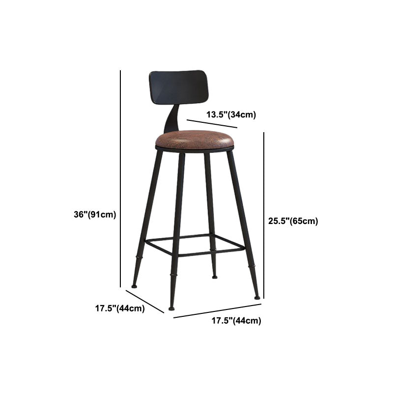 Contemporary Metal Barstool Wood Counter Stool in Matte Finish for Indoor