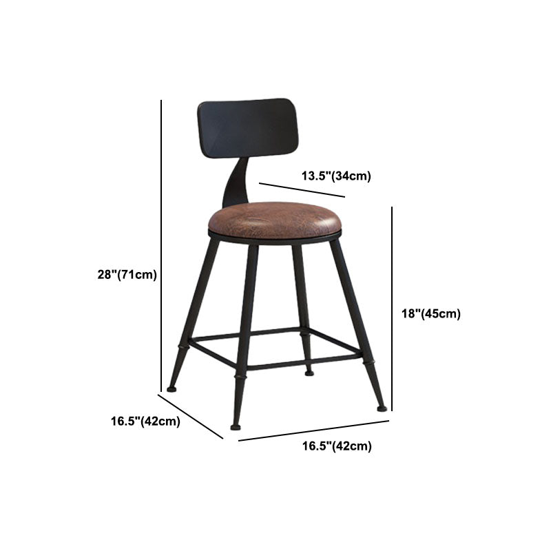 Contemporary Metal Barstool Wood Counter Stool in Matte Finish for Indoor