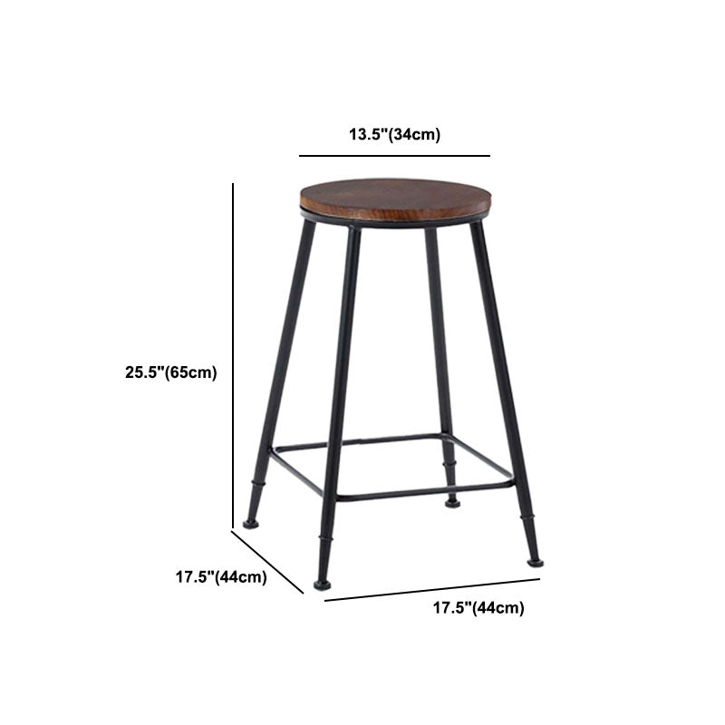 Contemporary Metal Barstool Wood Counter Stool in Matte Finish for Indoor