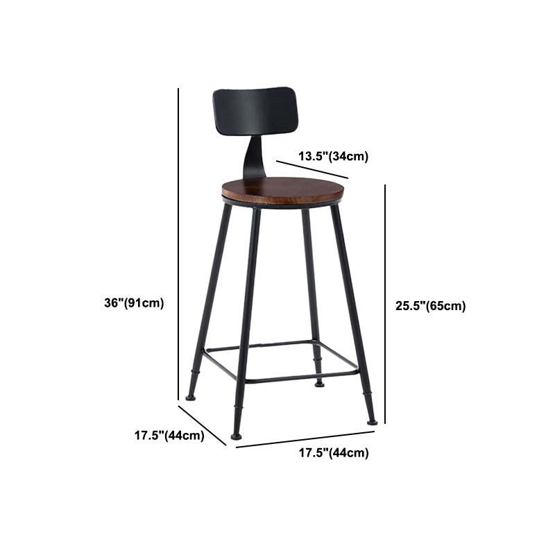 Contemporary Metal Barstool Wood Counter Stool in Matte Finish for Indoor