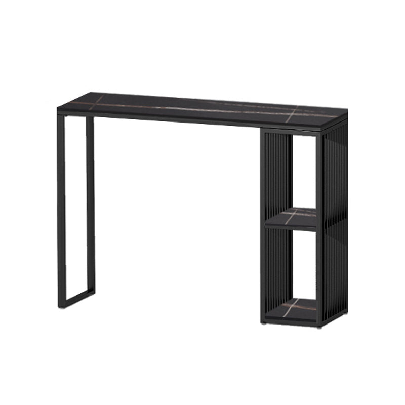 Glam 1/3 Pieces Bar Table Set Rectangle Stone Counter Table with High Stools for Balcony