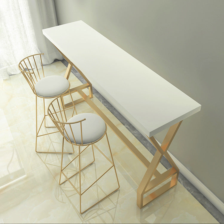 White and Gold Counter Set 1/2/3/5 Pieces Rectangle Trestle Glam Bar Table Set