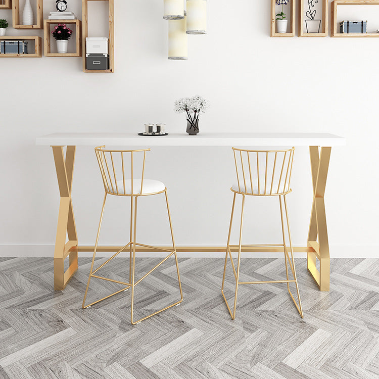 White and Gold Counter Set 1/2/3/5 Pieces Rectangle Trestle Glam Bar Table Set