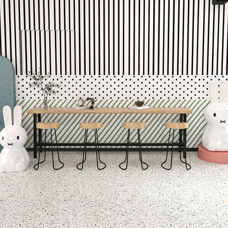 Industrial Rectangle Solid Wood Top Bar Table Set 1/5/9 Pieces Counter Table with Stools