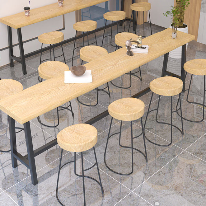 Industrial Rectangle Solid Wood Top Bar Table Set 1/5/9 Pieces Counter Table with Stools