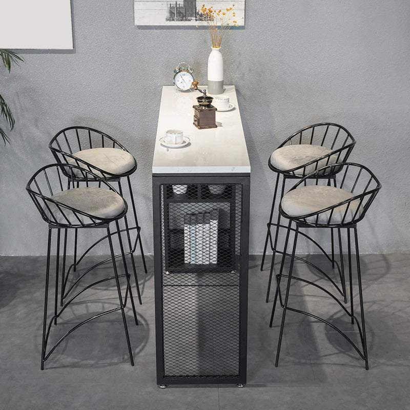 Indoor Rectangle Bar Pub Table Set 1/2/3/5 Pieces with Storage Metal Pub Set