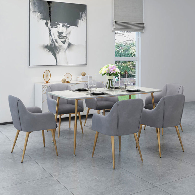 Glam Style Sintered Stone Dining Set Rectangle 1/4/5/7 Pieces Dining Set