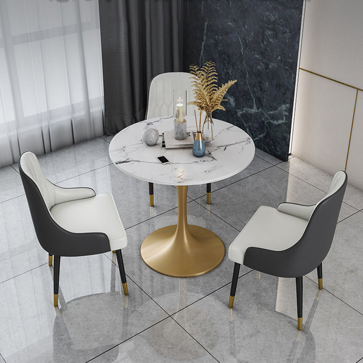 Glam Faux Marble Dining Table Set Round 1/2/4/5 Pieces Dining Set
