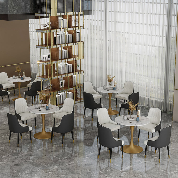 Glam Faux Marble Dining Table Set Round 1/2/4/5 Pieces Dining Set