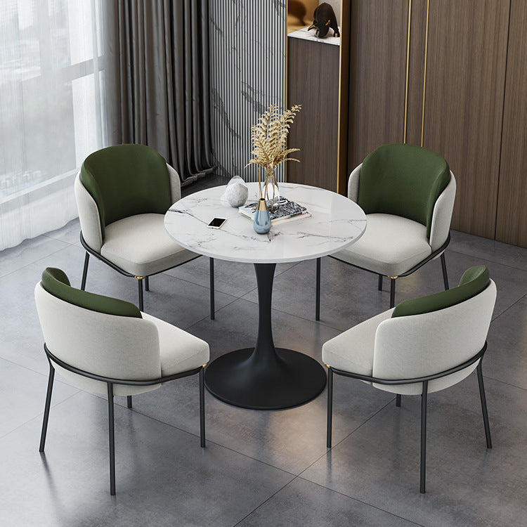 Contemporary Sintered Stone Dining Table Set Round 1/2/4/5 Pieces Dining Set