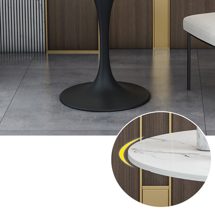 Contemporary Sintered Stone Dining Table Set Round 1/2/4/5 Pieces Dining Set