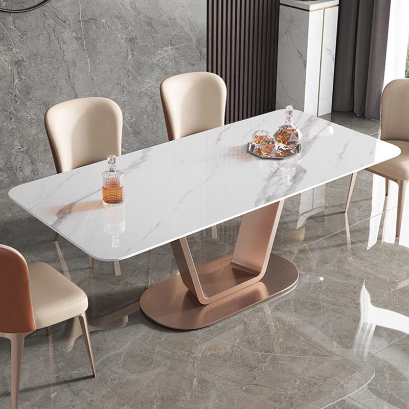 Rose Base Pedestal Casual Dining Table Rectangle Traditional Luxury Dining Table