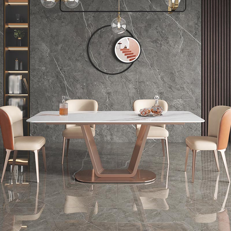 Rose Base Pedestal Casual Dining Table Rectangle Traditional Luxury Dining Table