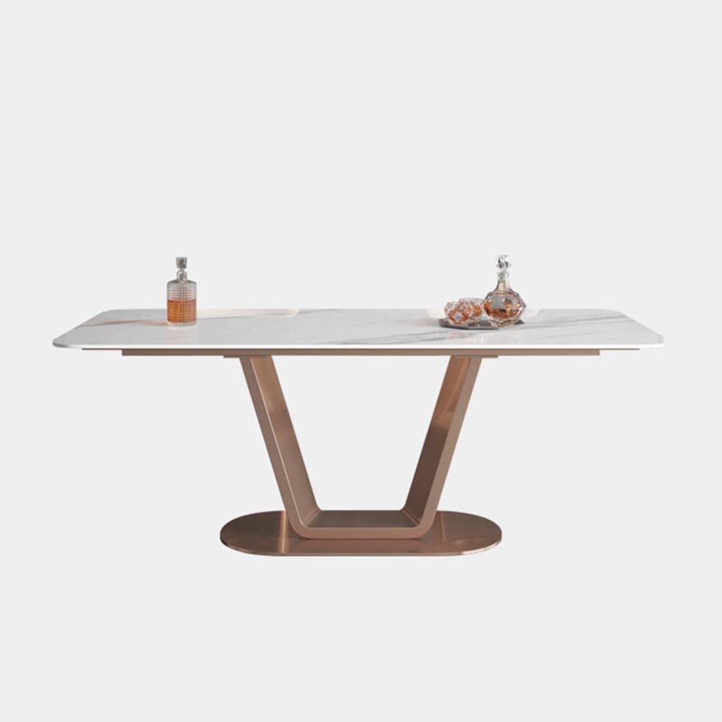 Rose Base Pedestal Casual Dining Table Rectangle Traditional Luxury Dining Table