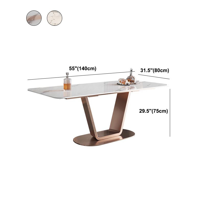 Rose Base Pedestal Casual Dining Table Rectangle Traditional Luxury Dining Table