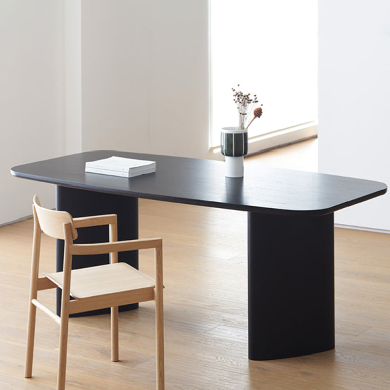 Rectangle Dining Table Solid Wood Dining Table with Double Pedestal