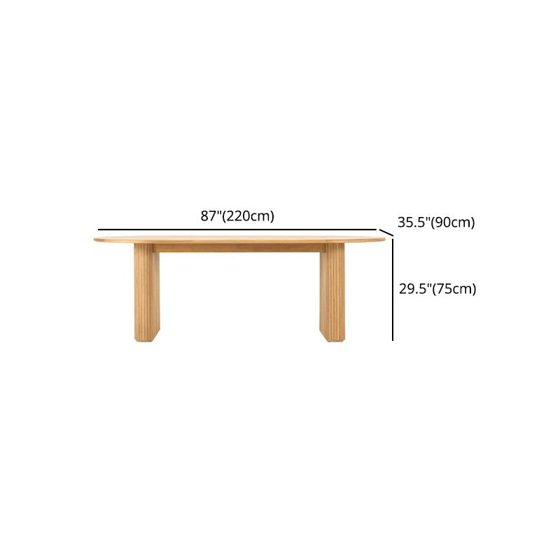 Oval Solid Wood Dining Table Double Pedestal Table in Natural