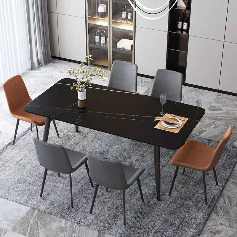 Rectangle Sintered Stone Dining Table Industrial Kitchen Table with 4 Legs