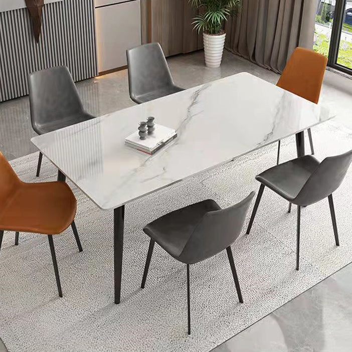 Rectangle Sintered Stone Dining Table Industrial Kitchen Table with 4 Legs