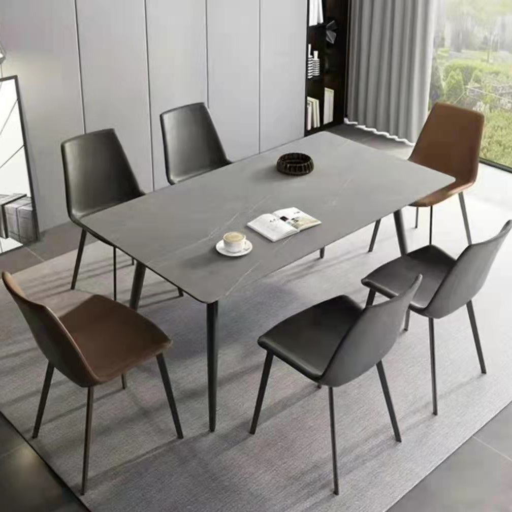 Rectangle Sintered Stone Dining Table Industrial Kitchen Table with 4 Legs