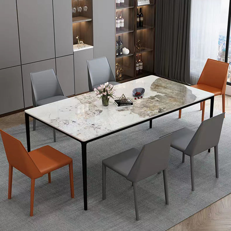 Sintered Stone Home Kitchen Table Industrial Rectangle Fixed Dining Table