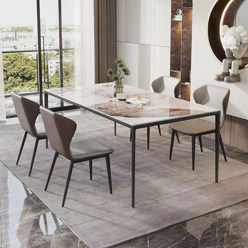 Sintered Stone Home Kitchen Table Industrial Rectangle Fixed Dining Table