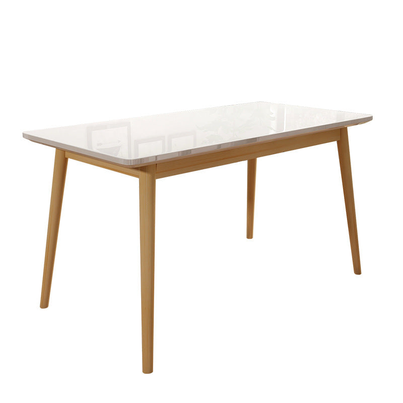 White Stone Top Dining Table Mid-Century Modern Table with 4 Legs