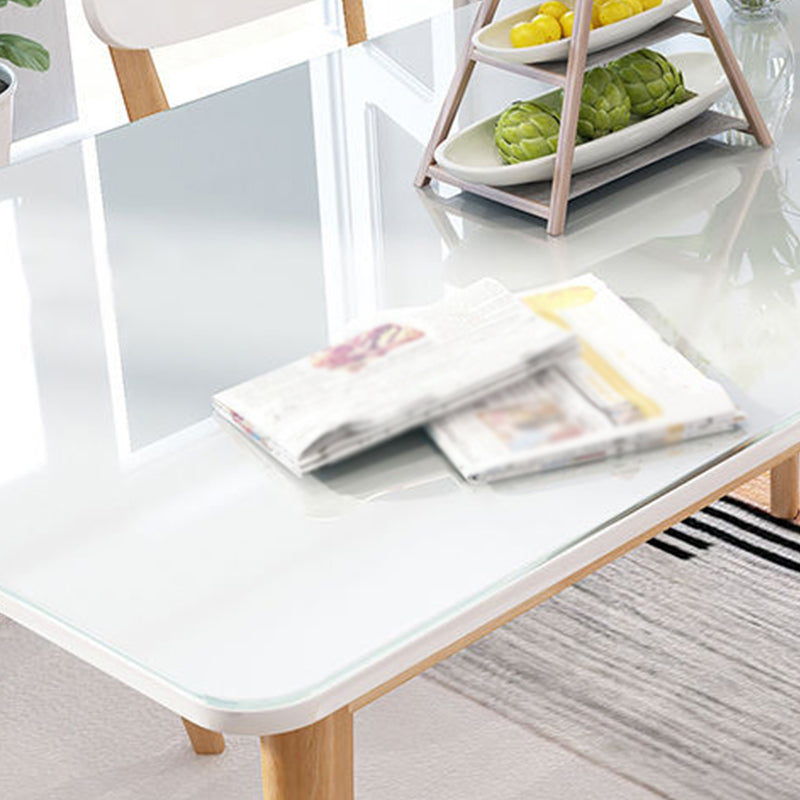 White Stone Top Dining Table Mid-Century Modern Table with 4 Legs