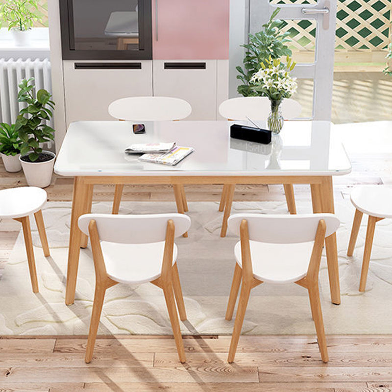 White Stone Top Dining Table Mid-Century Modern Table with 4 Legs