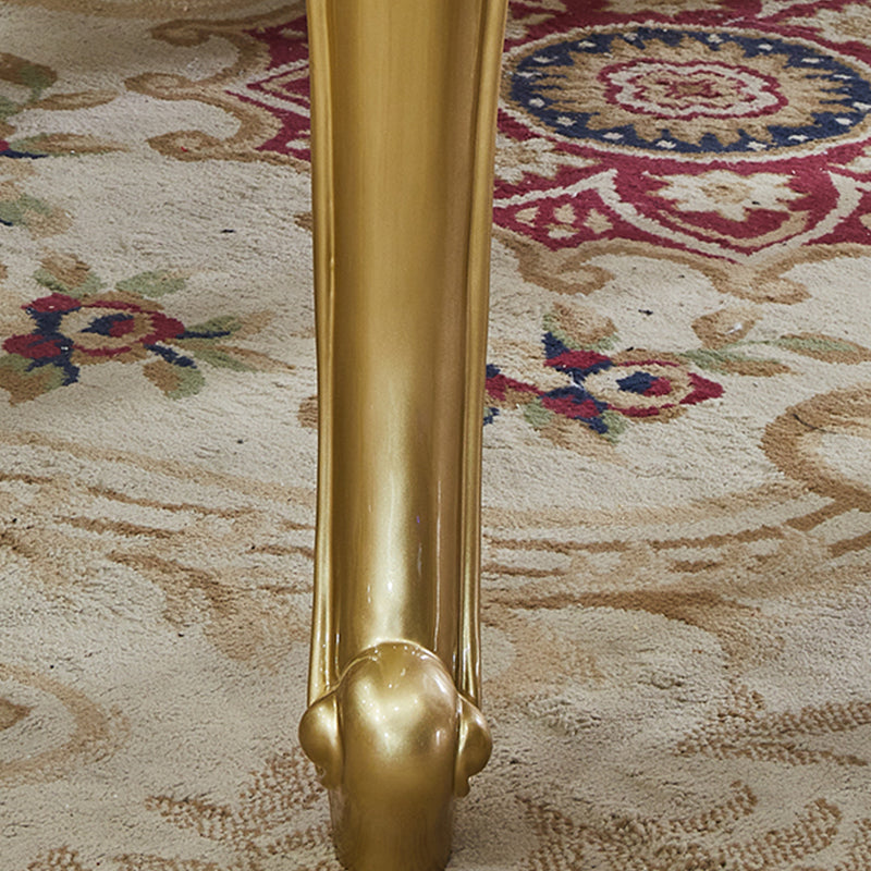 Marble Top Dining Table Rectangle Dining Table with 4 Wood Legs